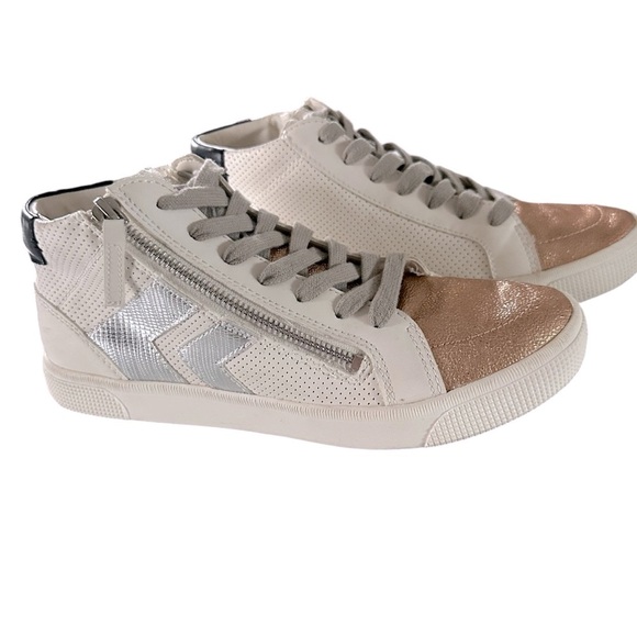 DOLCE VITA ZONYA COPPER AND WHITE LEATHER SNEAKERS SIZE 9 - Picture 4 of 14